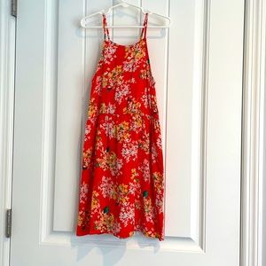 Old Navy orange flower printed dress. Size M.